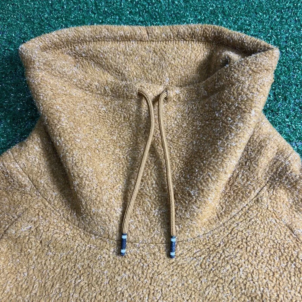 Nike Pullover Camel Brown‎ Plush Fleece Drawstring Funnel Neck Womens Size Large